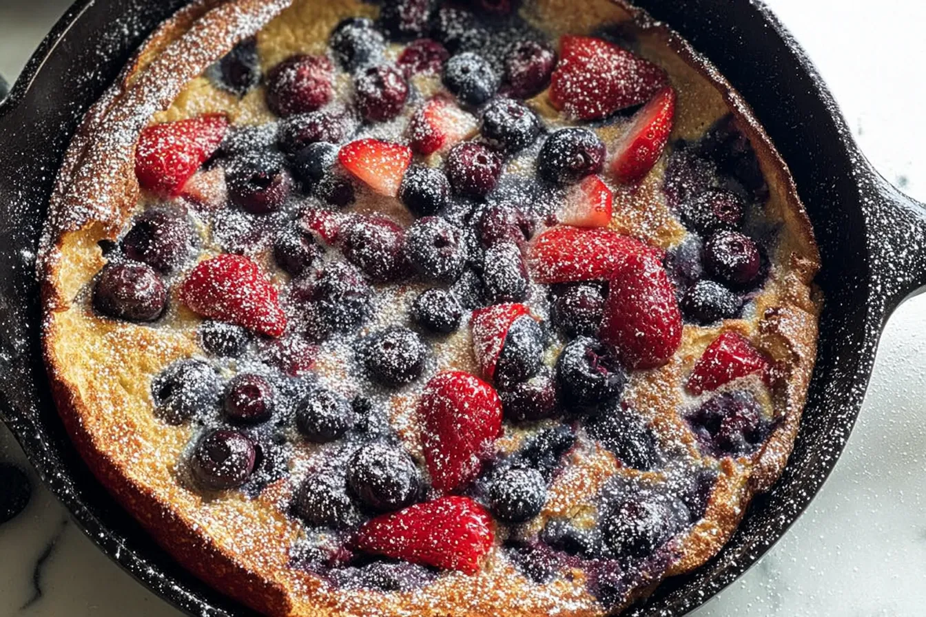 Dutch Baby Pancake with Berries: A Fluffy Delight! 1 Delicious Dutch Baby Pancake with Fresh Berries