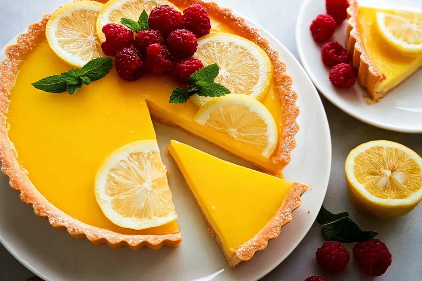 Lemon Tart: A Refreshing Dessert You'll Adore! Lemon Tart Slices with Fresh Fruit Garnish