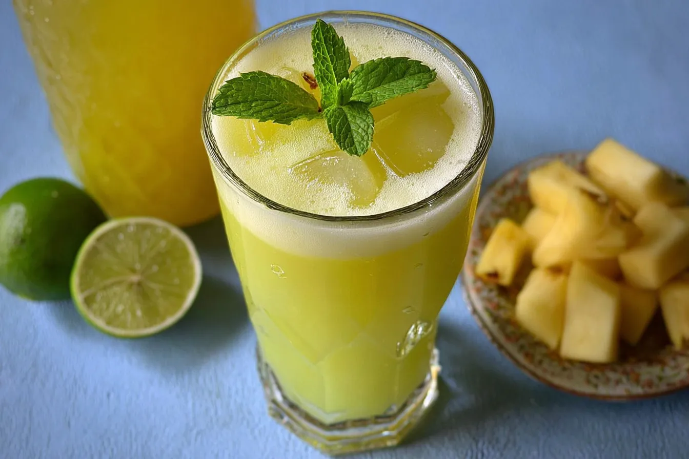 Pineapple Mint Agua Fresca in a Glass