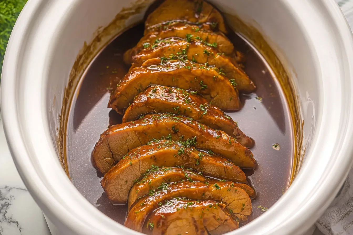 Slow Cooker Honey Garlic Pork Tenderloin: A Delicious Delight 1 Slow Cooker Honey Garlic Pork Tenderloin Plated