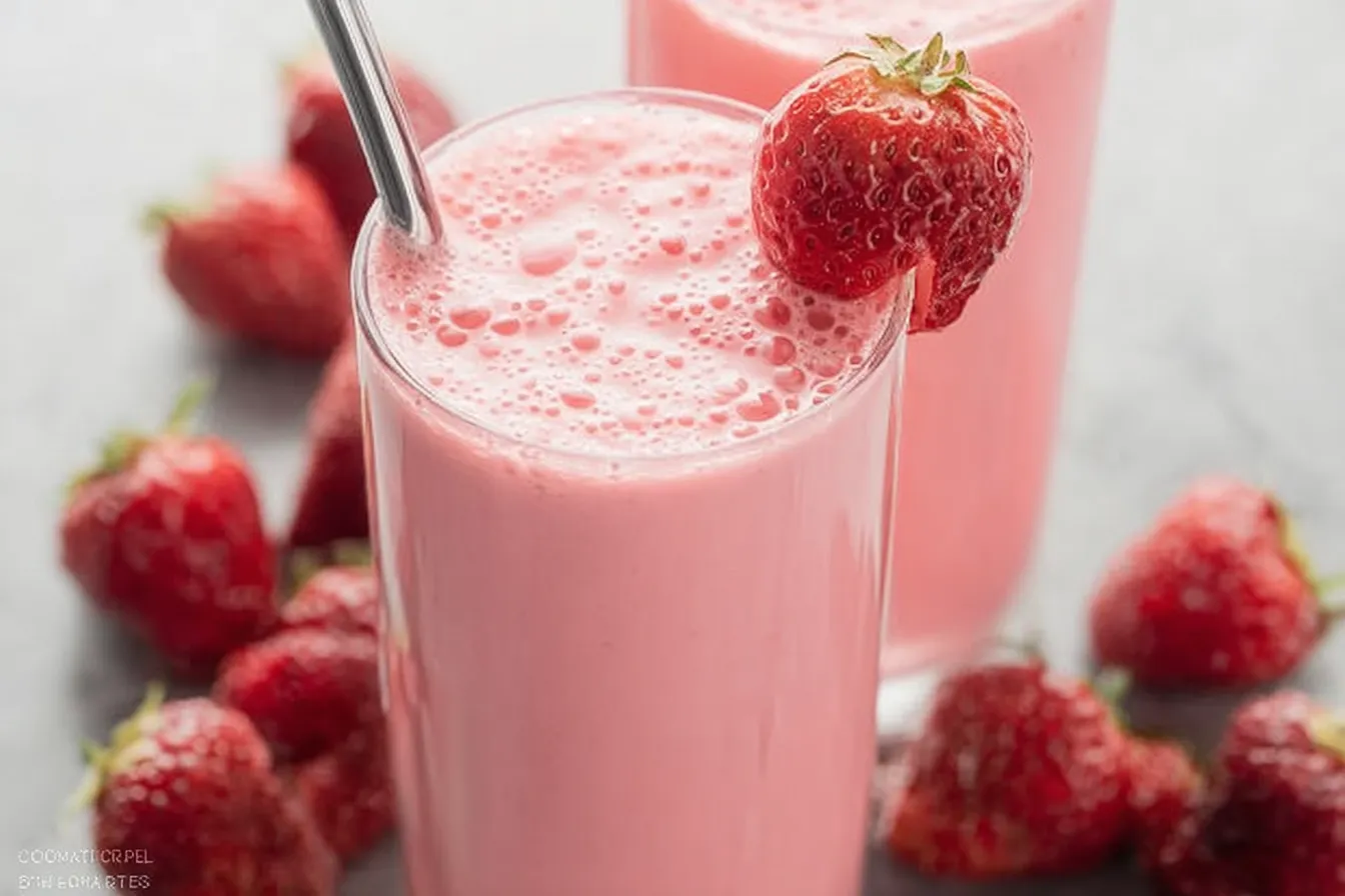 Strawberry Smoothie Delight: A Refreshing Treat! Delicious Strawberry Smoothie in a Glass