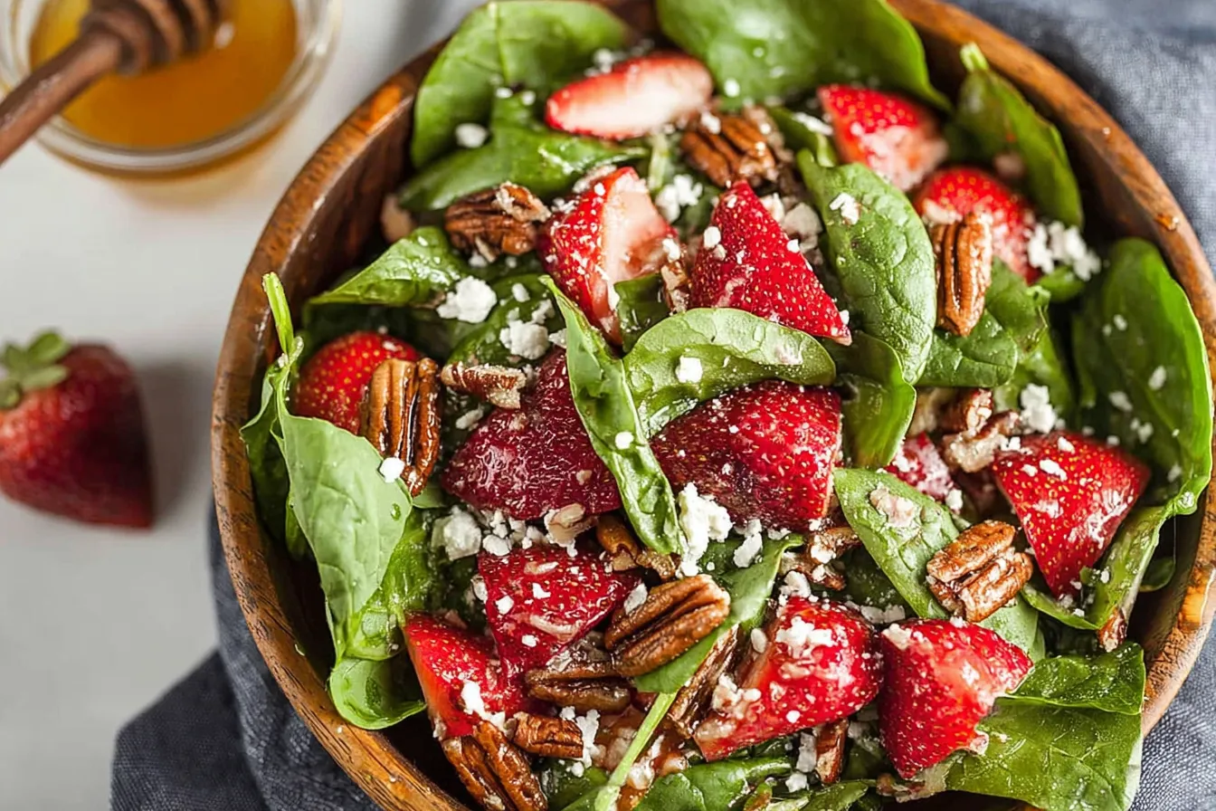 Strawberry Spinach Salad: A Fresh Delight for Your Palate 1 Vibrant Strawberry Spinach Salad Plated