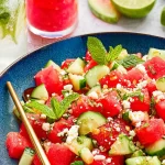 Watermelon and Cucumber Salad: A Refreshing Summer Delight 3 Refreshing Watermelon and Cucumber Salad on a Plate