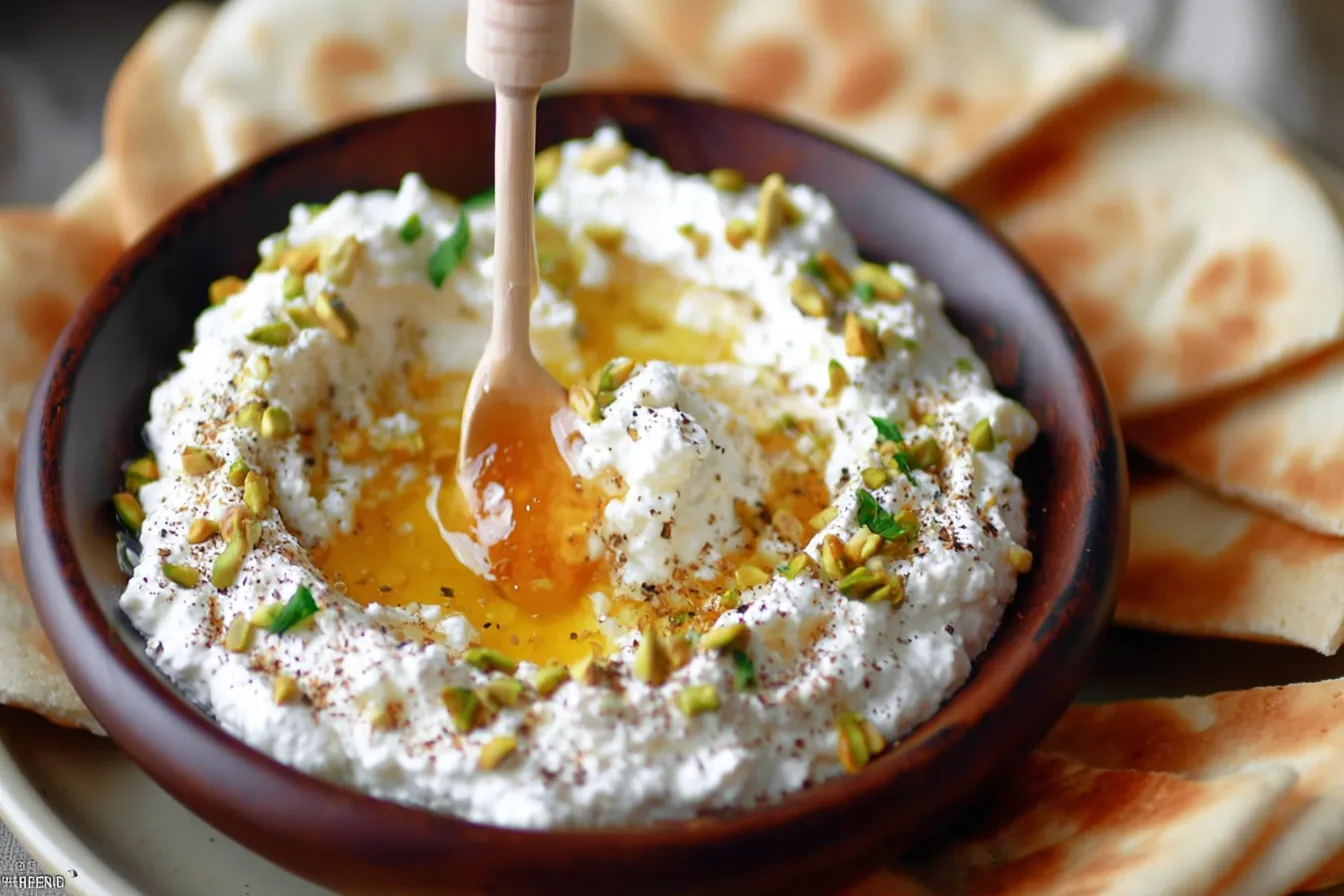Whipped Feta Dip with Honey: A Sweet and Savory Delight 1 Whipped Feta Dip with Honey Served in Bowl