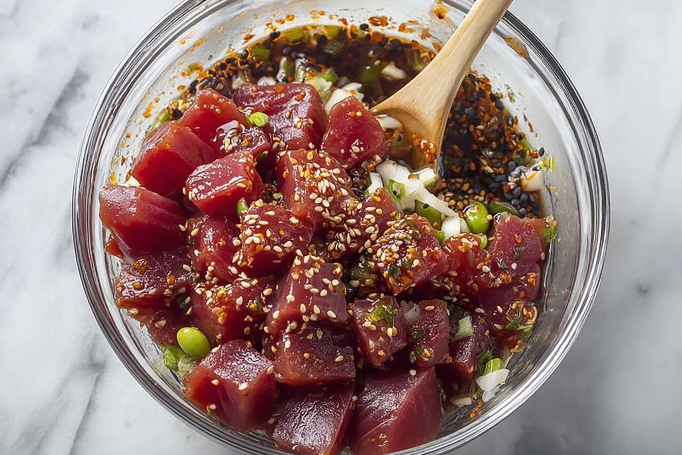 Ahi Tuna Poke Bowl with Fresh Ingredients