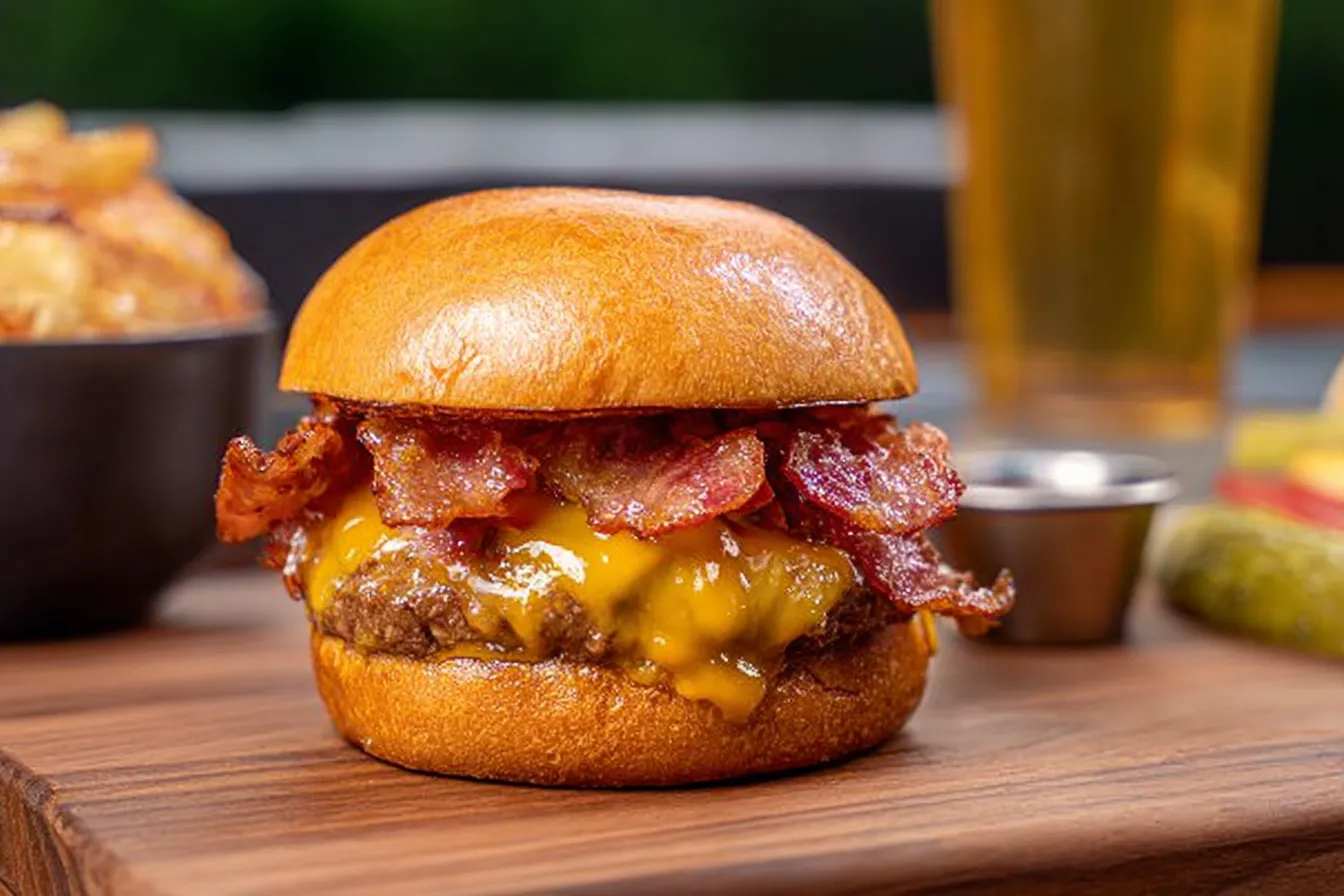 Sizzling Bacon Cheeseburger on the Grill