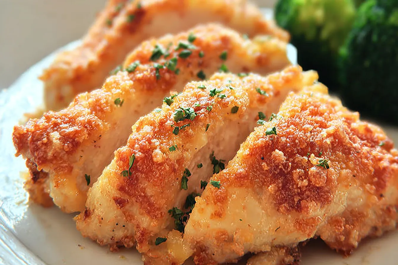 Baked Garlic Parmesan Chicken: A Delicious Family Favorite 1 Baked Garlic Parmesan Chicken on a Platter