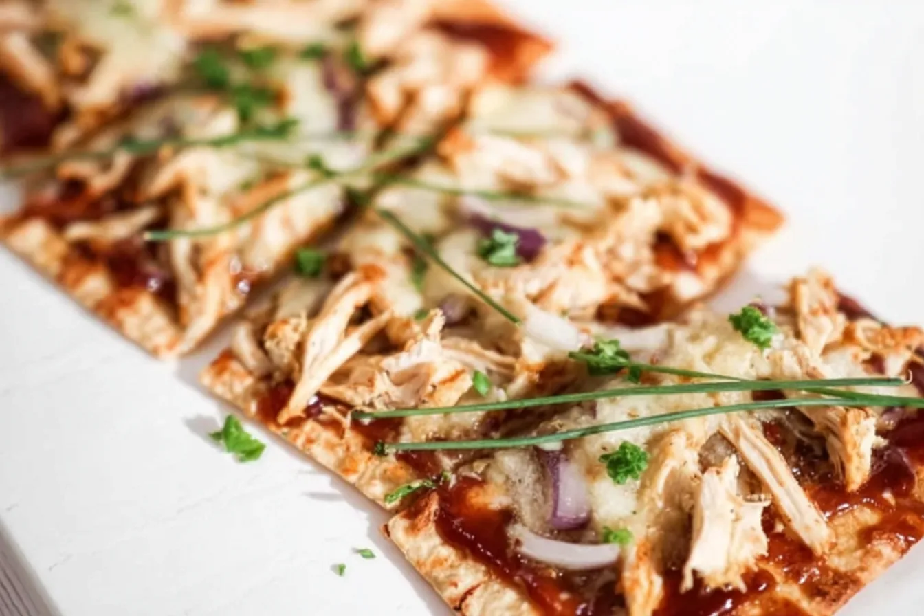 BBQ Chicken Flatbread Topped with Fresh Herbs