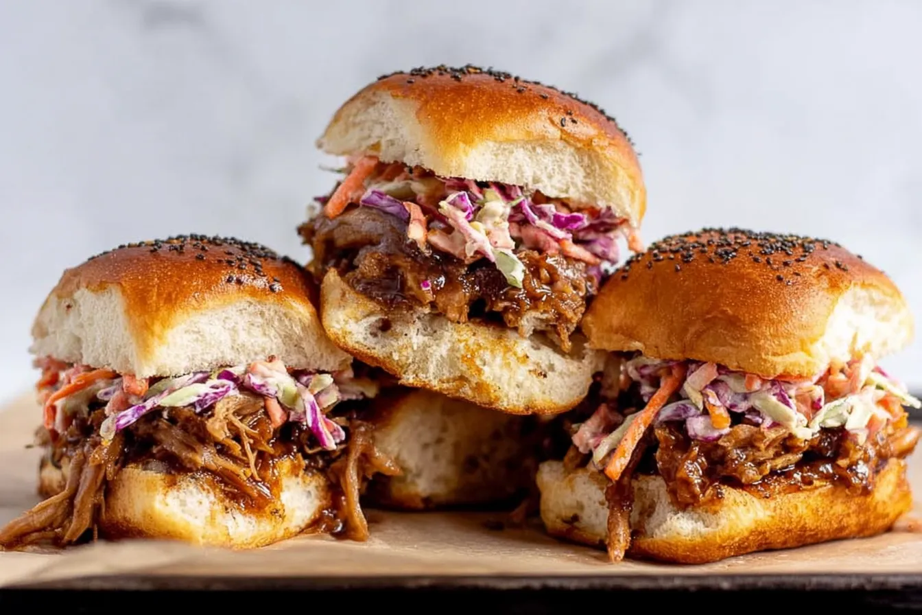 BBQ Pulled Pork Sliders Served on a Platter