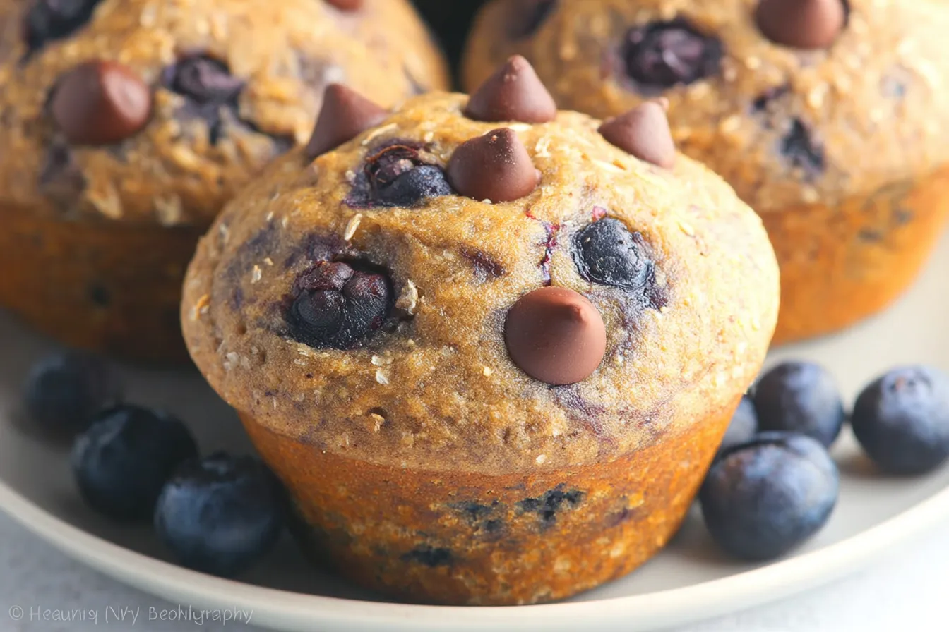 Blueberry Banana Muffins with Chocolate Chips - Freshly Baked Goodness