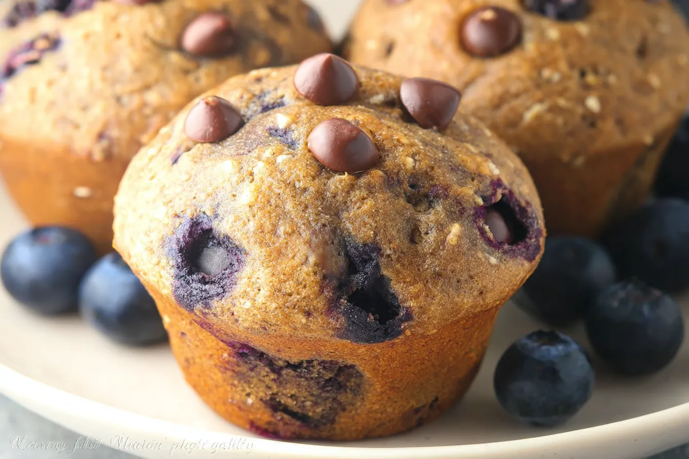 Blueberry Banana Muffins with Chocolate Chips