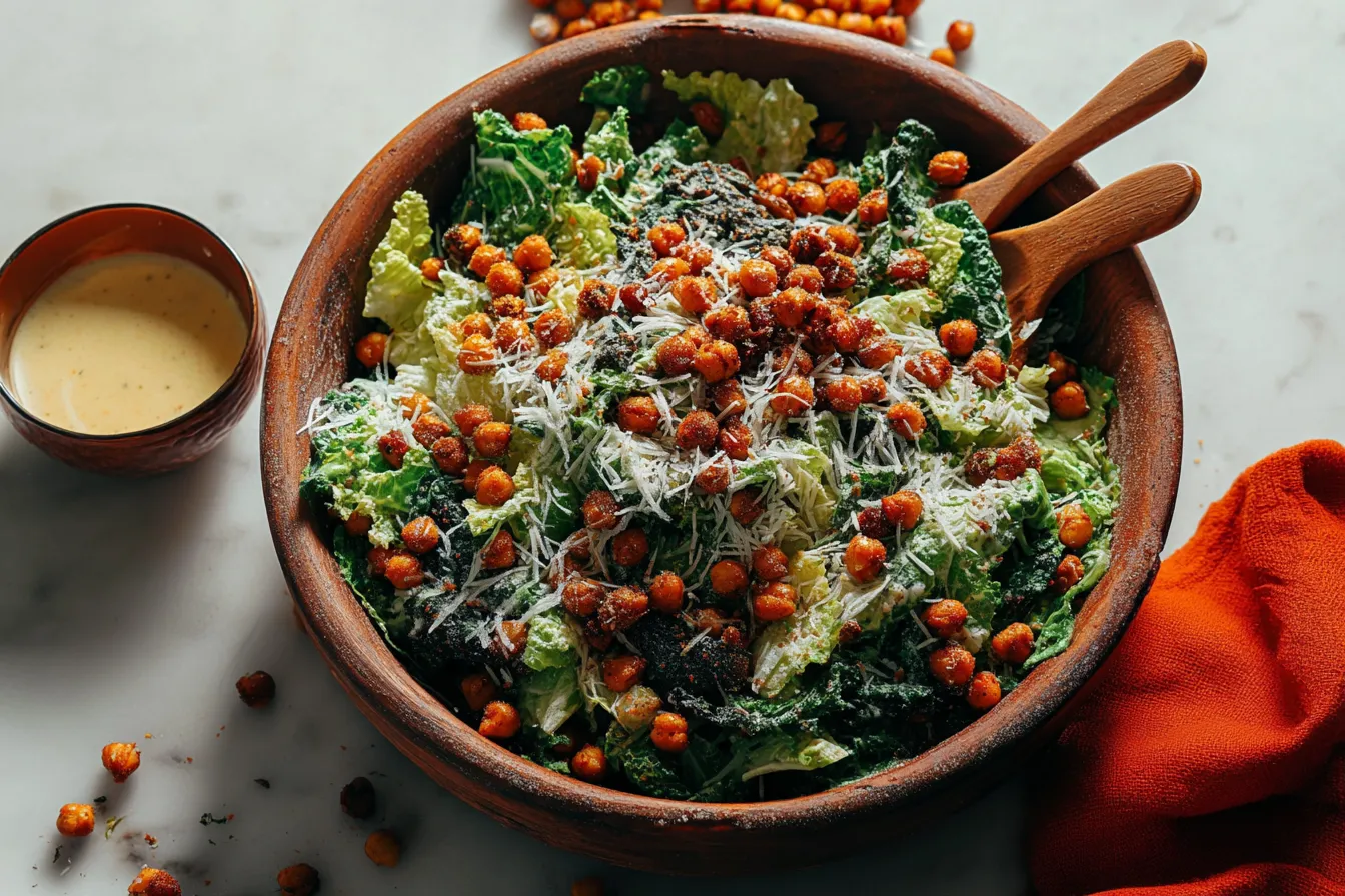 Caesar Salad with Crispy Chickpeas (Vegetarian) - A Delicious Twist 1 Caesar Salad with Crispy Chickpeas - Colorful & Flavorful