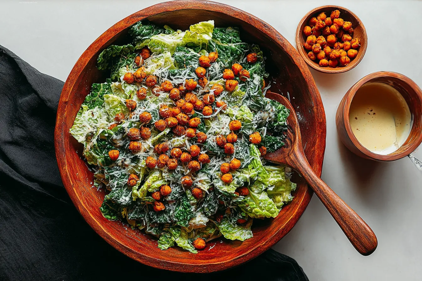 Caesar Salad with Crispy Chickpeas (Vegetarian) - A Delicious Twist 2 Caesar Salad with Crispy Chickpeas (Vegetarian)