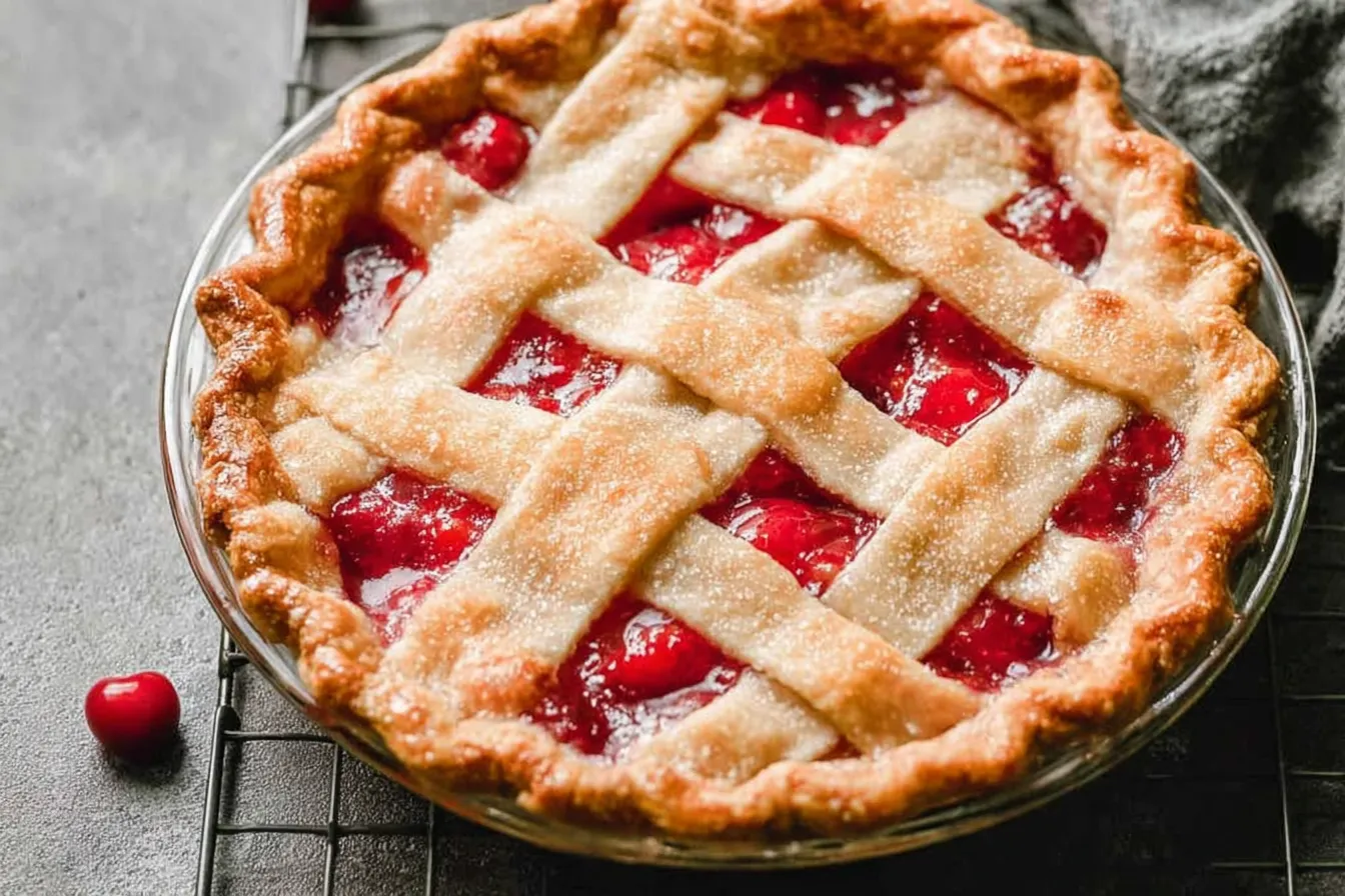 Homemade Cherry Pie Fresh from the Oven