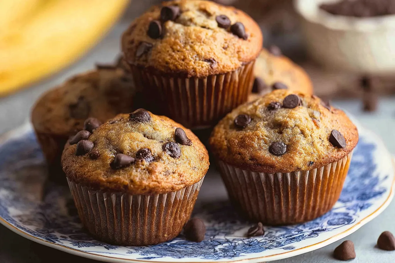 Decadent Chocolate Chip Banana Muffins Freshly Baked
