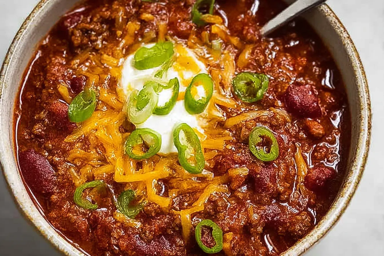 Classic Beef Chili Served in a Rustic Bowl
