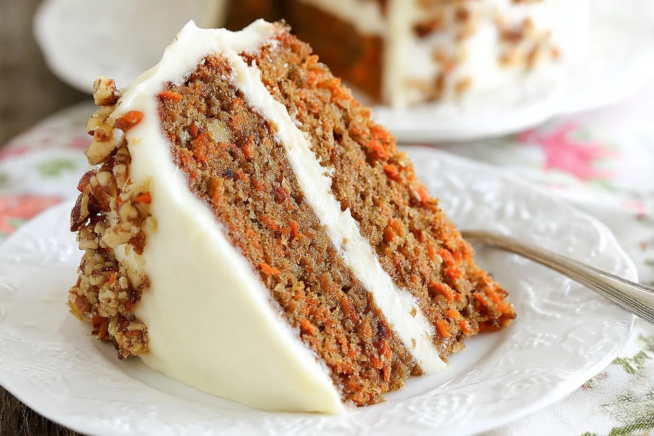 Classic Carrot Cake with Cream Cheese Frosting Slice