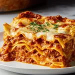 Classic Lasagna Ready to Serve on a Plate