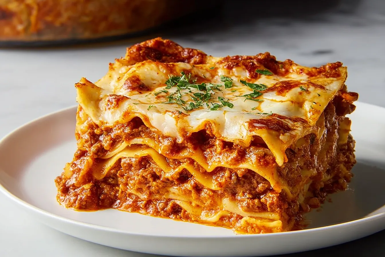 Classic Lasagna Ready to Serve on a Plate