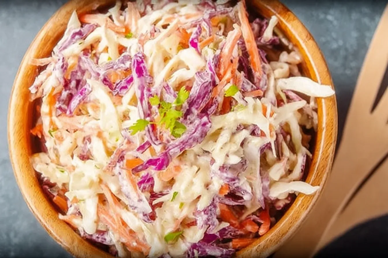 Coleslaw: The Perfect Side for Bright, Refreshing Meals 1 Homemade Coleslaw in a Colorful Bowl