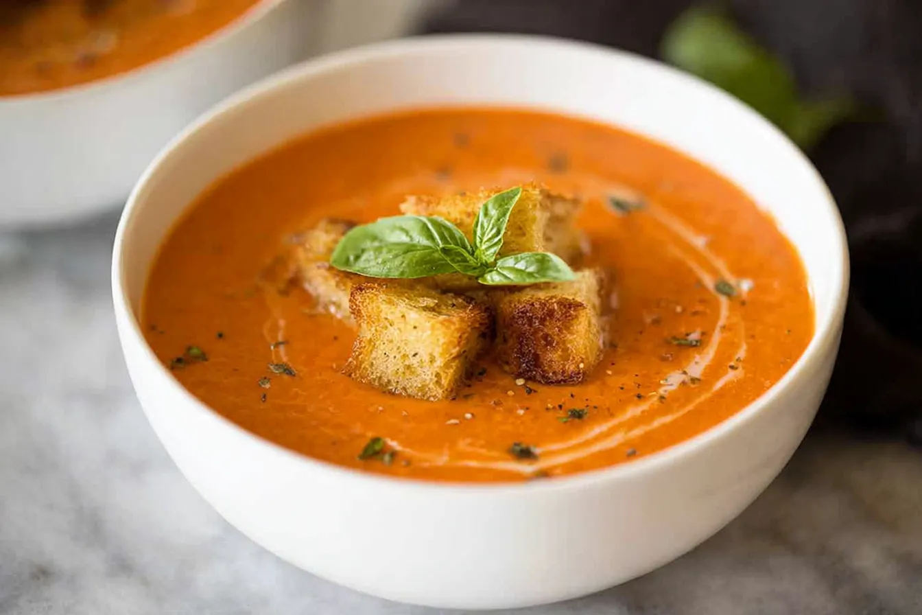 Creamy Tomato Basil Soup - The Ultimate Comfort Food Delight 1 Delicious Creamy Tomato Basil Soup in a Bowl