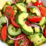 Cucumber Avocado Tomato Salad in a Colorful Bowl