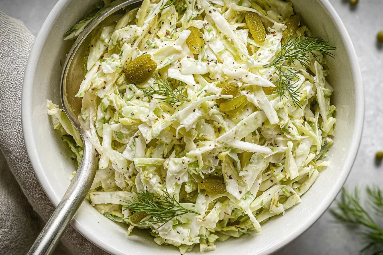 Delicious Dill Pickle Coleslaw in a Bowl