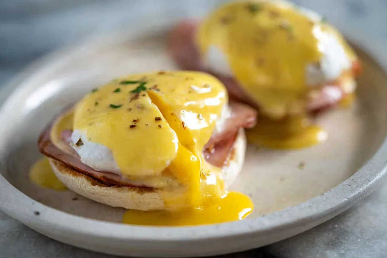 Delicious Eggs Benedict Plate with Fresh Garnish