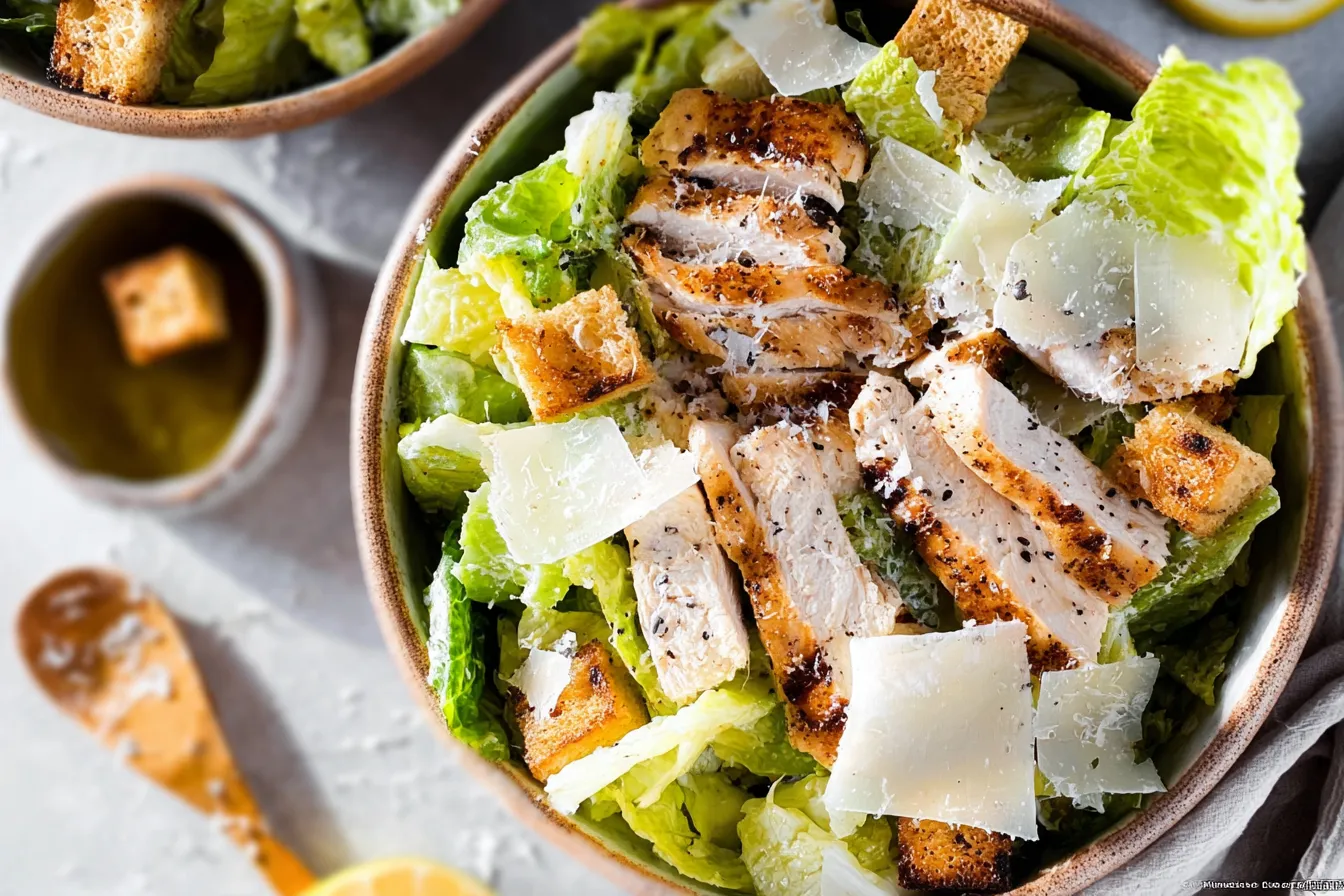 Grilled Chicken Caesar Salad on a Plate
