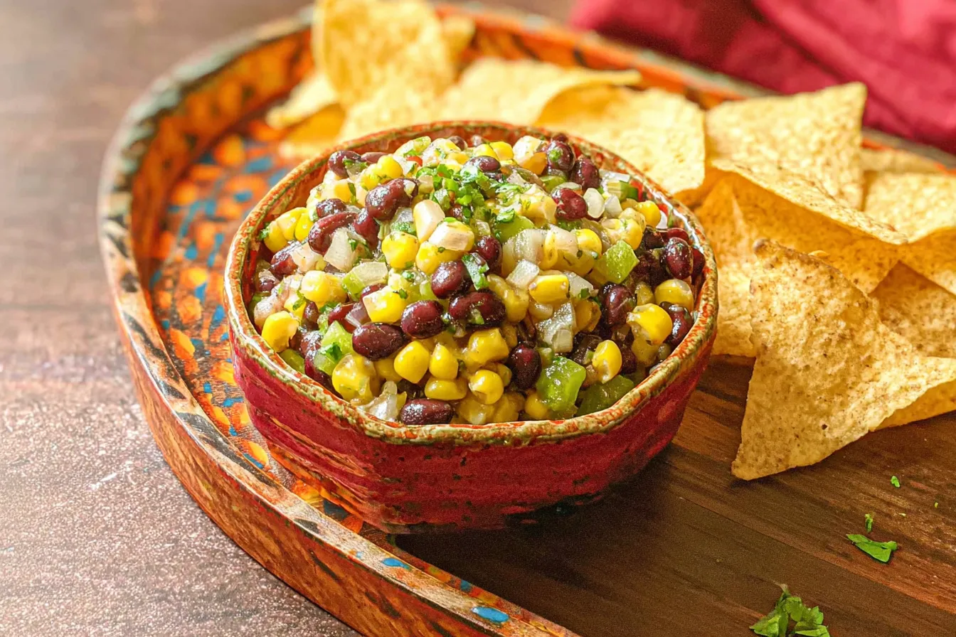 Grilled Corn and Black Bean Salsa Served in a Bowl