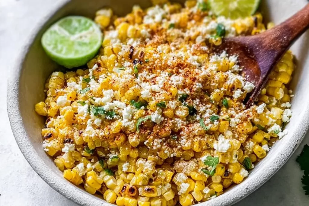 Grilled Corn Salad with Cotija Cheese Close-Up