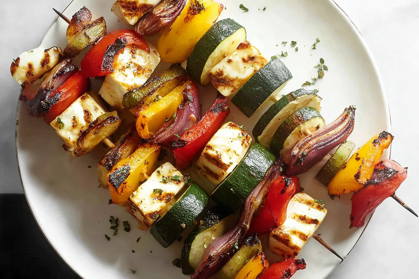 Grilled Halloumi and Veggie Skewers: A Taste of Summer Bliss 1 Delicious Grilled Halloumi and Veggie Skewers Ready to Serve