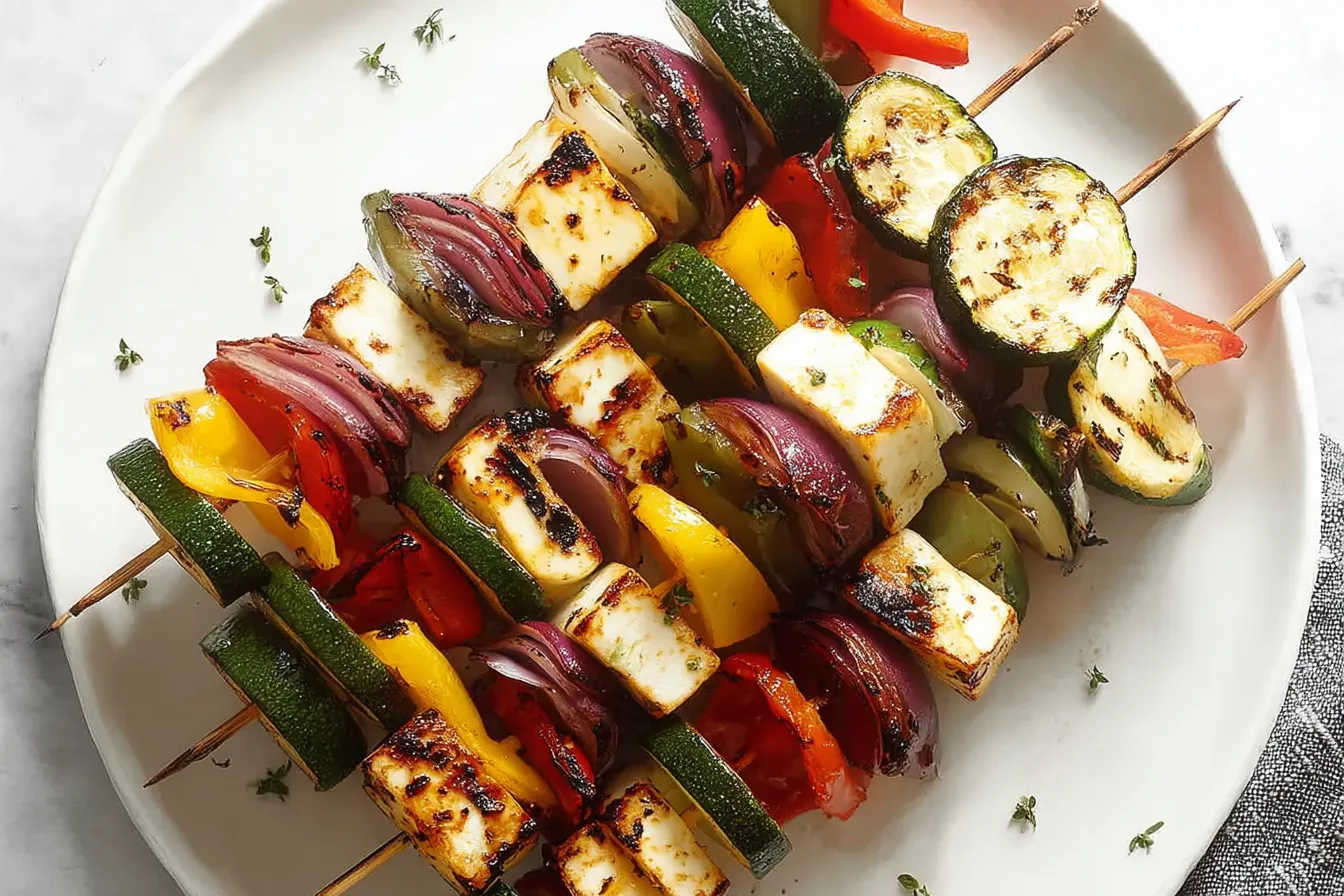 Grilled Halloumi and Veggie Skewers: A Taste of Summer Bliss 2 Grilled Halloumi and Veggie Skewers
