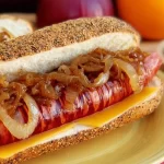 Grilled Hot Dogs with Caramelized Onions: A Tasty Delight 3 Grilled Hot Dogs with Caramelized Onions on the Grill