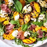 Grilled Peach and Burrata Salad Close-Up