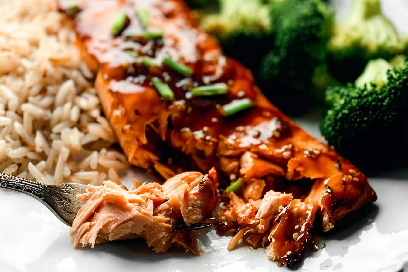 Grilled Salmon with Honey Garlic Glaze on a Plate