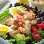 Grilled Shrimp Louie Plated and Ready to Eat