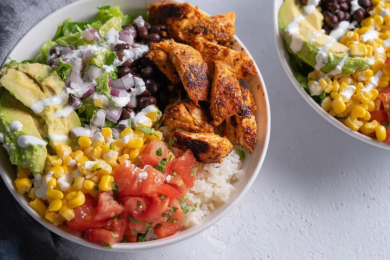 Colorful High-Protein Chicken Burrito Bowl Ready to Enjoy