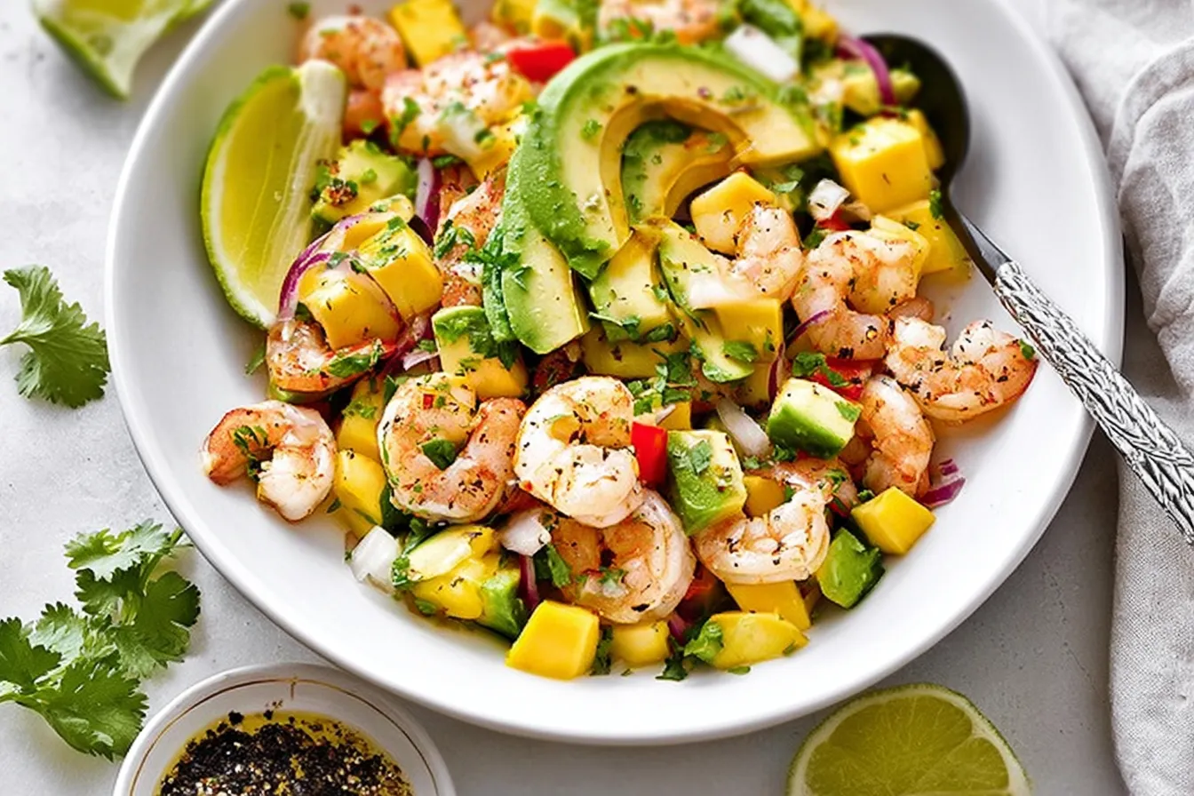 Mango Avocado Shrimp Salad: A Refreshing Delight You'll Love 1 Mango Avocado Shrimp Salad in a Bowl