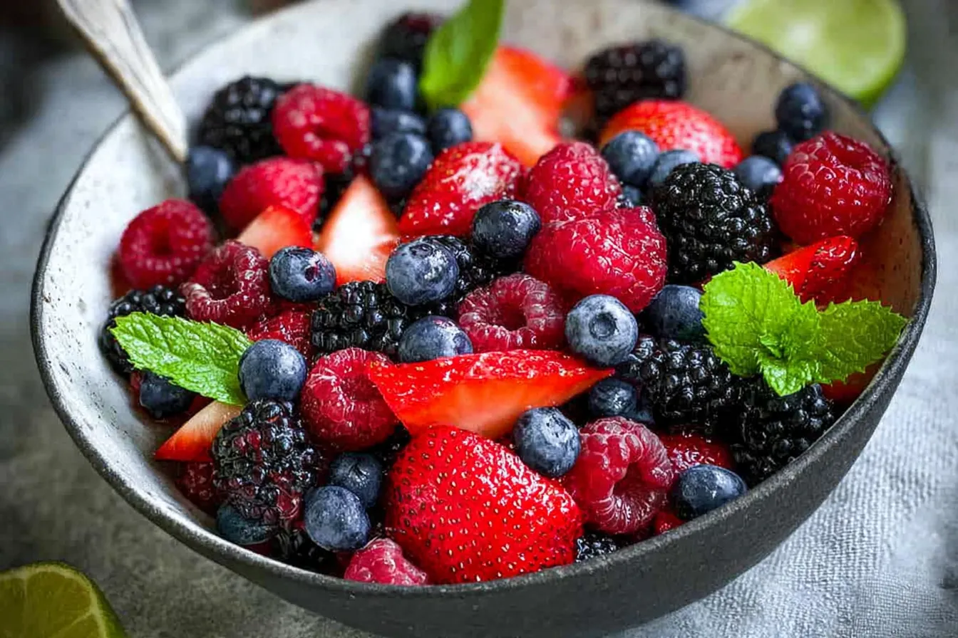Mixed Berry Fruit Salad: A Refreshing Delight! 1 Vibrant Mixed Berry Fruit Salad Ready to Serve