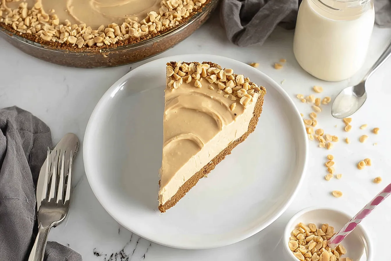 No-Bake Peanut Butter Pie Slices Ready to Serve