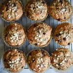 Oat Chocolate Chip Banana Muffins (Healthy Version) on a Plate
