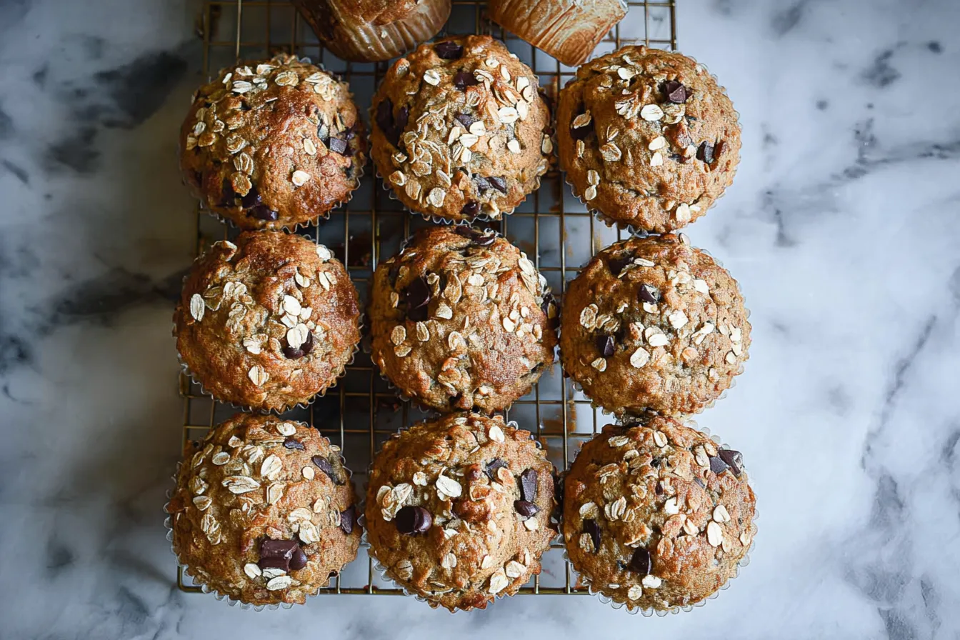 Oat Chocolate Chip Banana Muffins (Healthy Version)