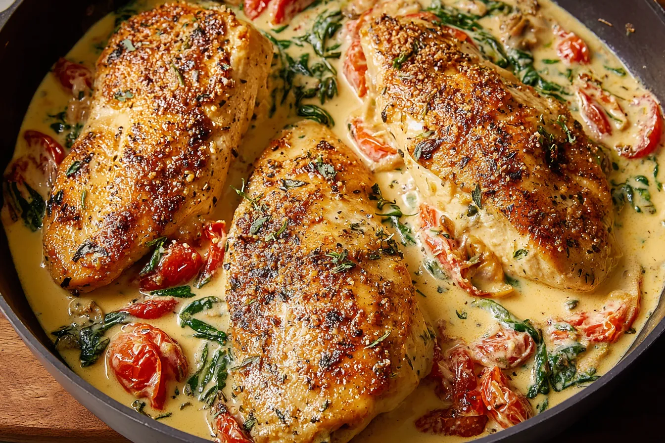 One-Pan Creamy Tuscan Chicken Ready to Serve