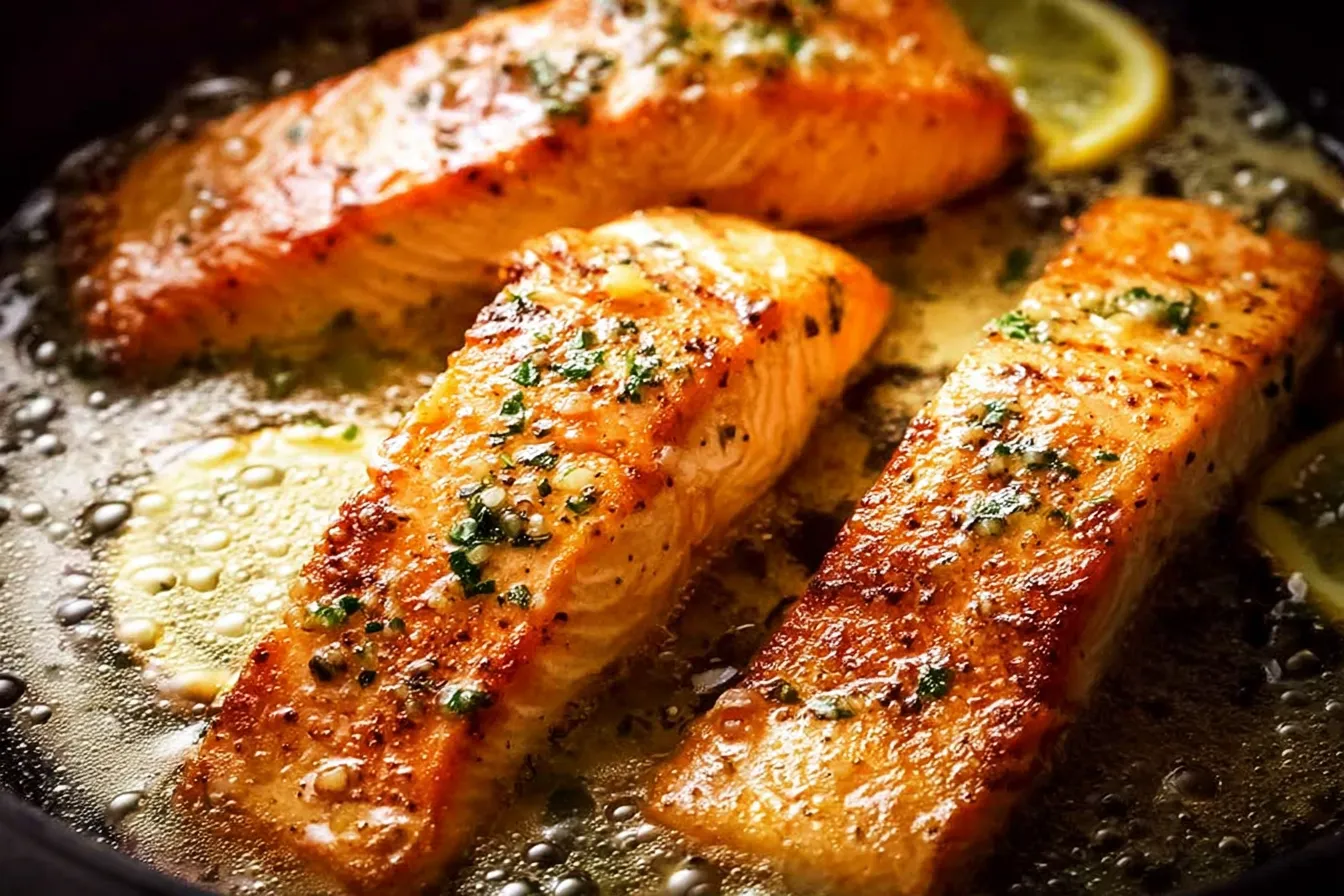 One-Pan Lemon Garlic Butter Salmon Dish Presentation