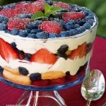 Red, White and Blue Berry Trifle in a Glass Jar