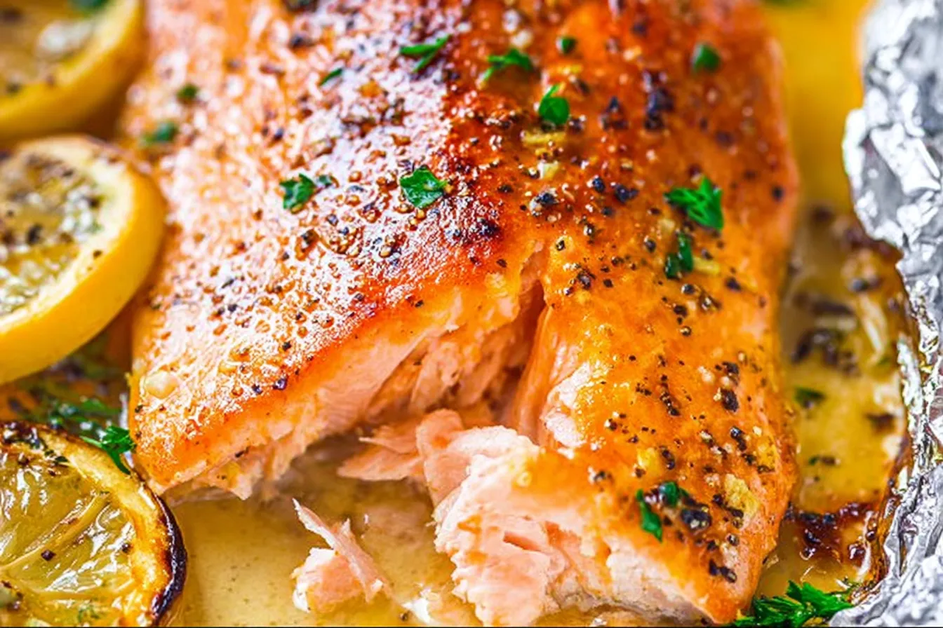 Fresh Sheet Pan Lemon Herb Salmon Plated