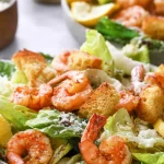 Shrimp Caesar Salad with Garlic Croutons Ready to Serve