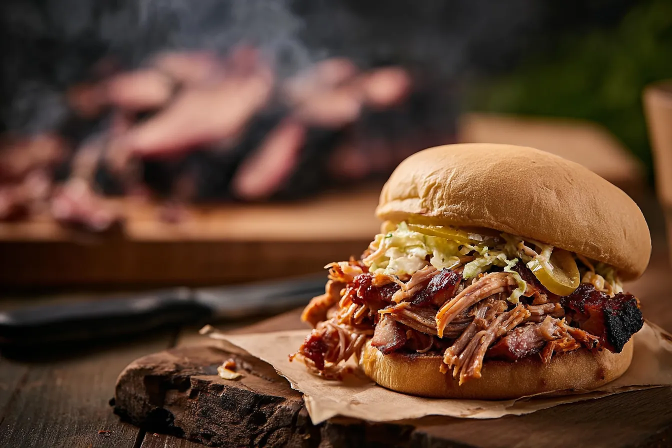 Delicious Smoked Pulled Pork Sandwiches on a Plate