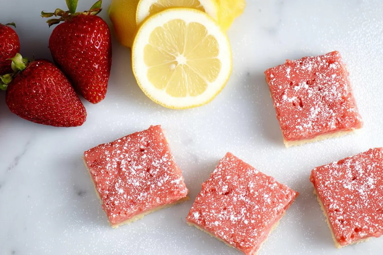 Strawberry Lemonade Bars: A Refreshing Summer Treat 1 Refreshing Strawberry Lemonade Bars on a Plate